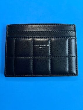 💯 Authentic Saint Laurent Lambskin Compact Card Case Quilted Wallet